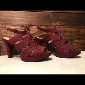 Naturalizer N5 Comfort, Maroon Lace-Up Heels